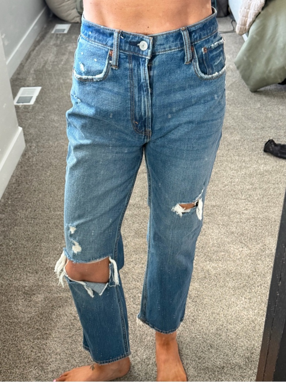 Abercrombie & Fitch Distressed Blue Straight Jeans